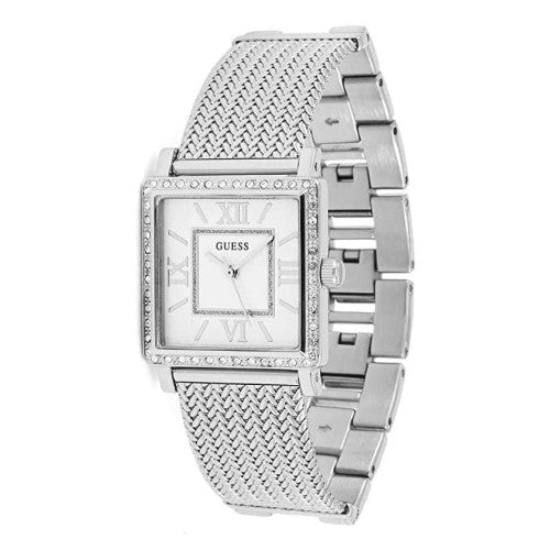 Guess Highline White Dial Silver Mesh Bracelet Watch For Women - W0826L1