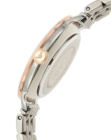 Emporio Armani Modern Slim Analog Mother of Pearl Dial Two Tone Steel Strap Watch For Women - AR11157