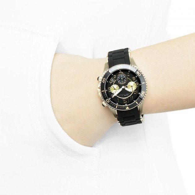 Marc Jacobs Rock Chronograph Black Dial Black Silicone Strap Watch for Women - MBM2598