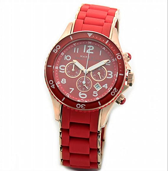 Marc Jacobs Rock Chronograph Red Dial Red Silicone Strap Watch for Women - MBM2577