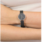 Daniel Wellington Petite Ashfield Black Dial Black Mesh Strap Watch For Women - DW00100246