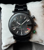 Gucci G Chrono Black Dial Black Steel Strap Watch For Men - YA101331