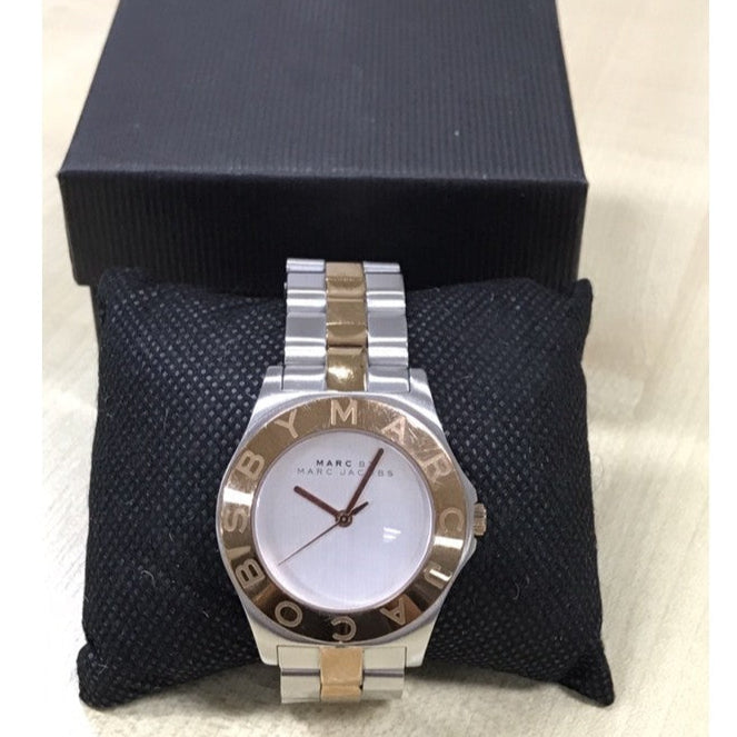 Marc Jacobs Blade Silver Dial Two Tone Steel Strap Watch for Women - MBM3129