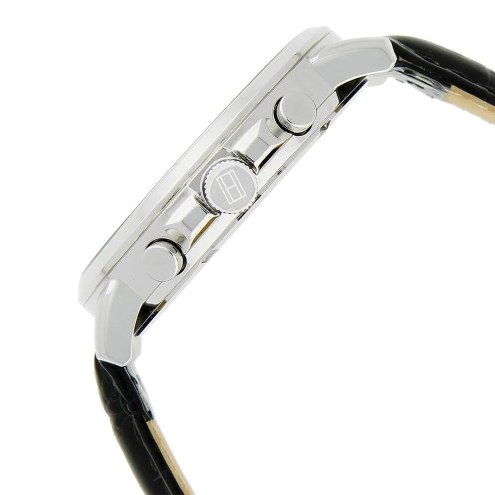 Tommy Hilfiger Keagan Quartz Grey Dial Black Leather Strap Watch for Men - 1791289