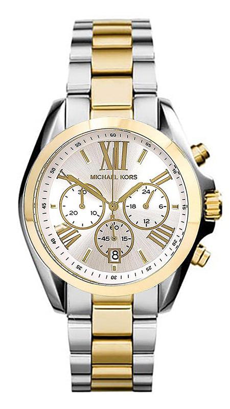 Michael Kors Bradshaw Silver Dial Two Tone Steel Strap Watch for Women - MK5627