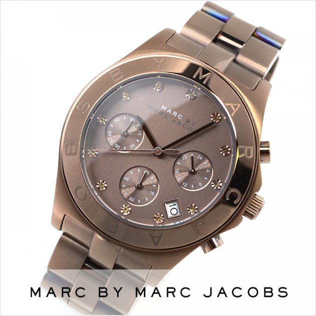 Marc Jacobs Blade Chronograph Brown Dial Brown Steel Strap Watch for Women - MBM3121
