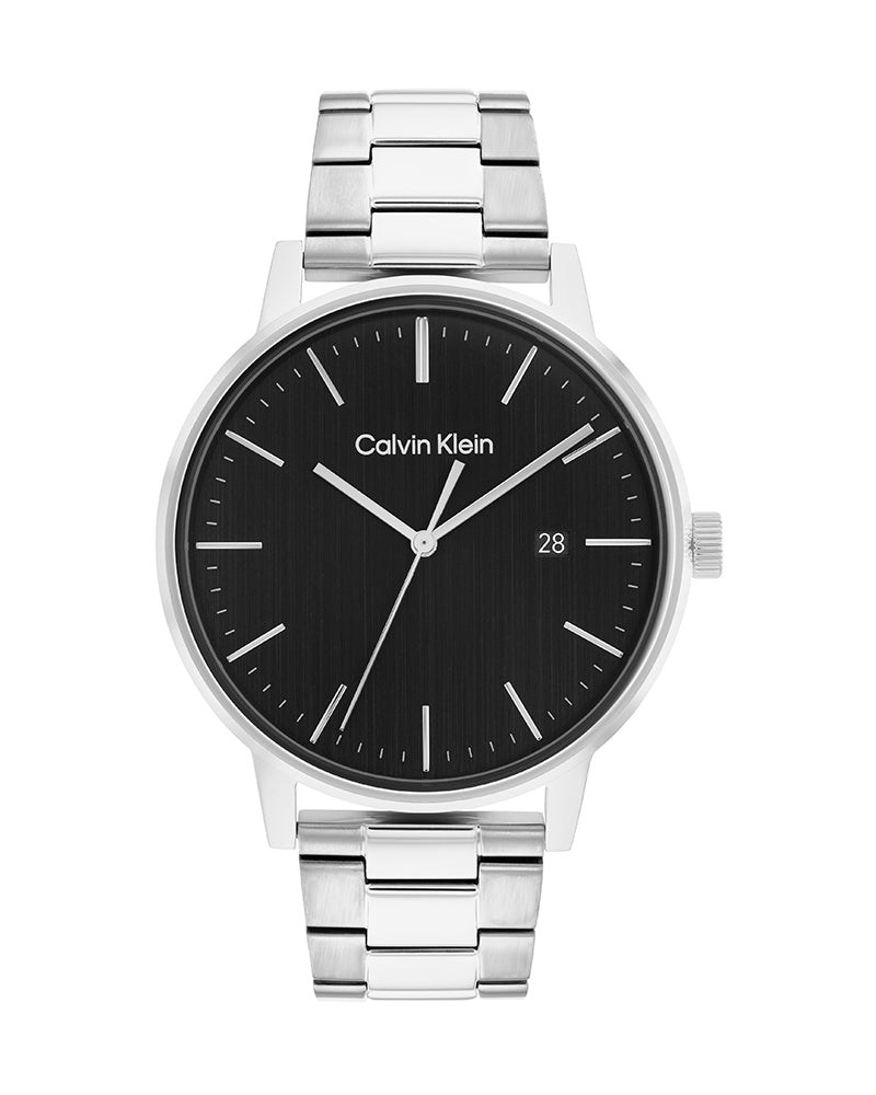 Calvin Klein City Chronograph Black Dial Silver Steel Strap Watch for Men - K2G2G14Y