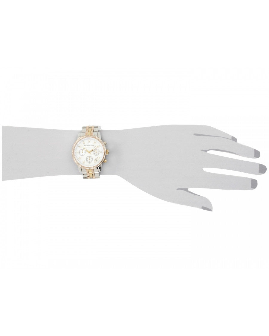 Michael Kors Ritz White Dial Two Tone Steel Strap Watch for Women - MK5650