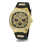 Guess Duke Crystals Black Dial Black Silicone Strap Watch For Men - GW0641G2