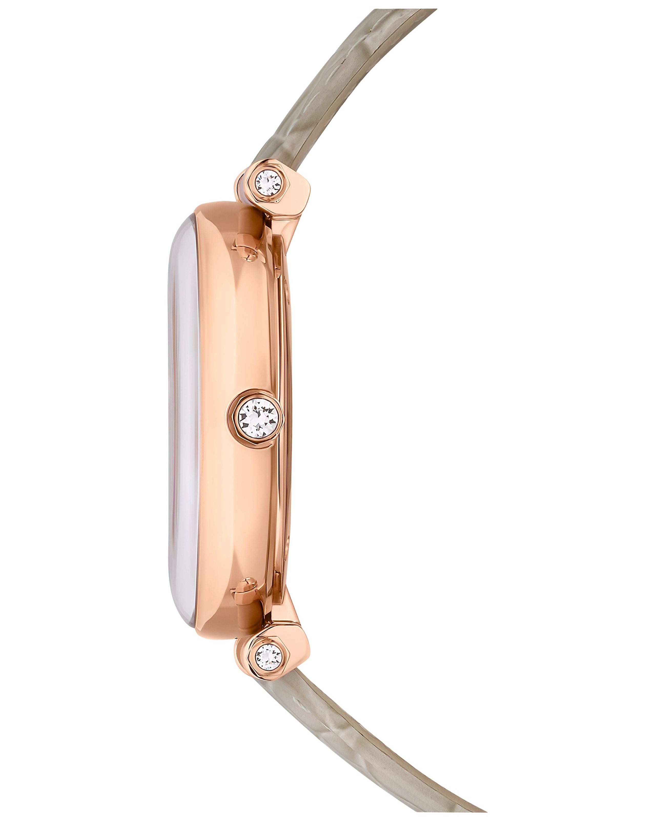 Swarovski Crystalline Wonder Silver Dial Beige Leather Strap Watch for Women - 5656899