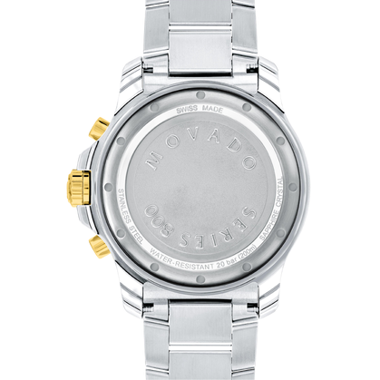 Movado Series 800 Chronograph Black Dial Two Tone Steel Strap Watch For Men - 2600146