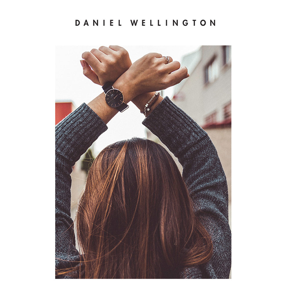 Daniel Wellington Classic Cornwall Quartz Black Dial Black Nylon Strap Watch For Women - DW00100151