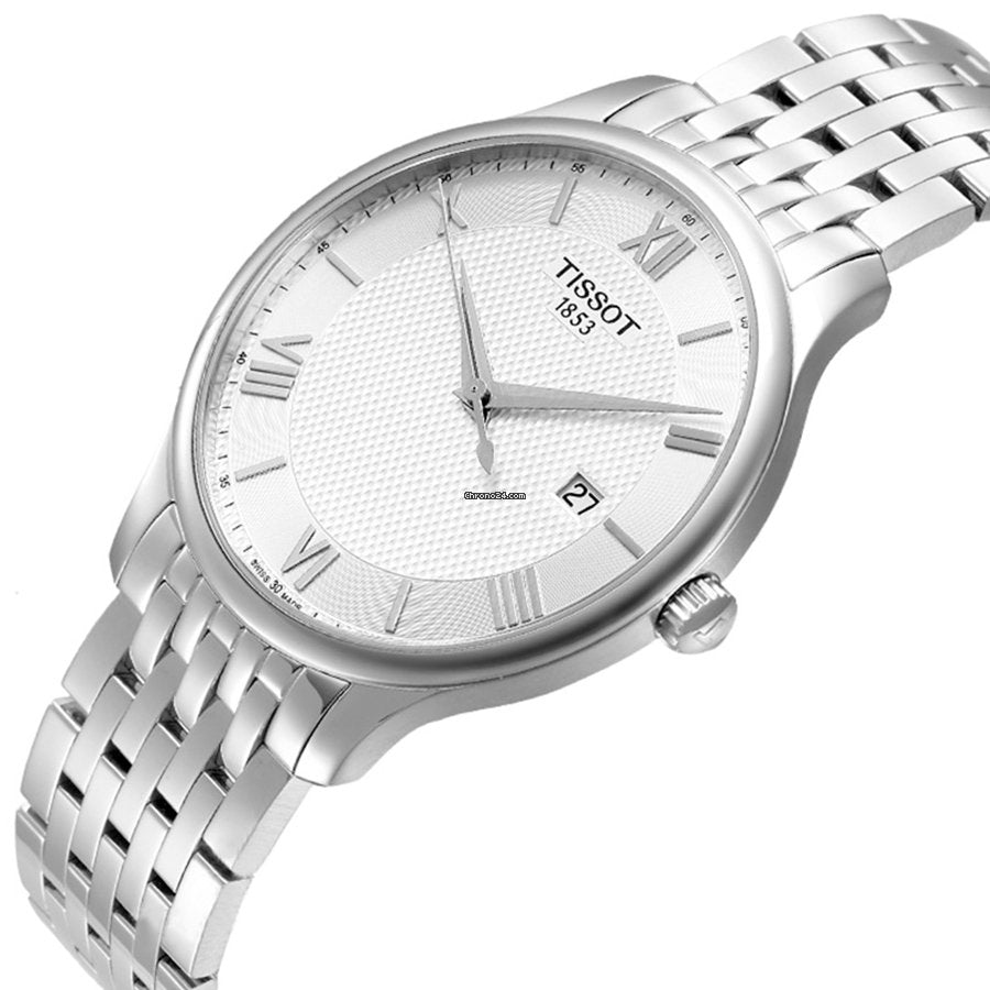 Tissot T Classic Tradition Silver Dial Silver Steel Strap Watch For Men - T063.610.11.038.00