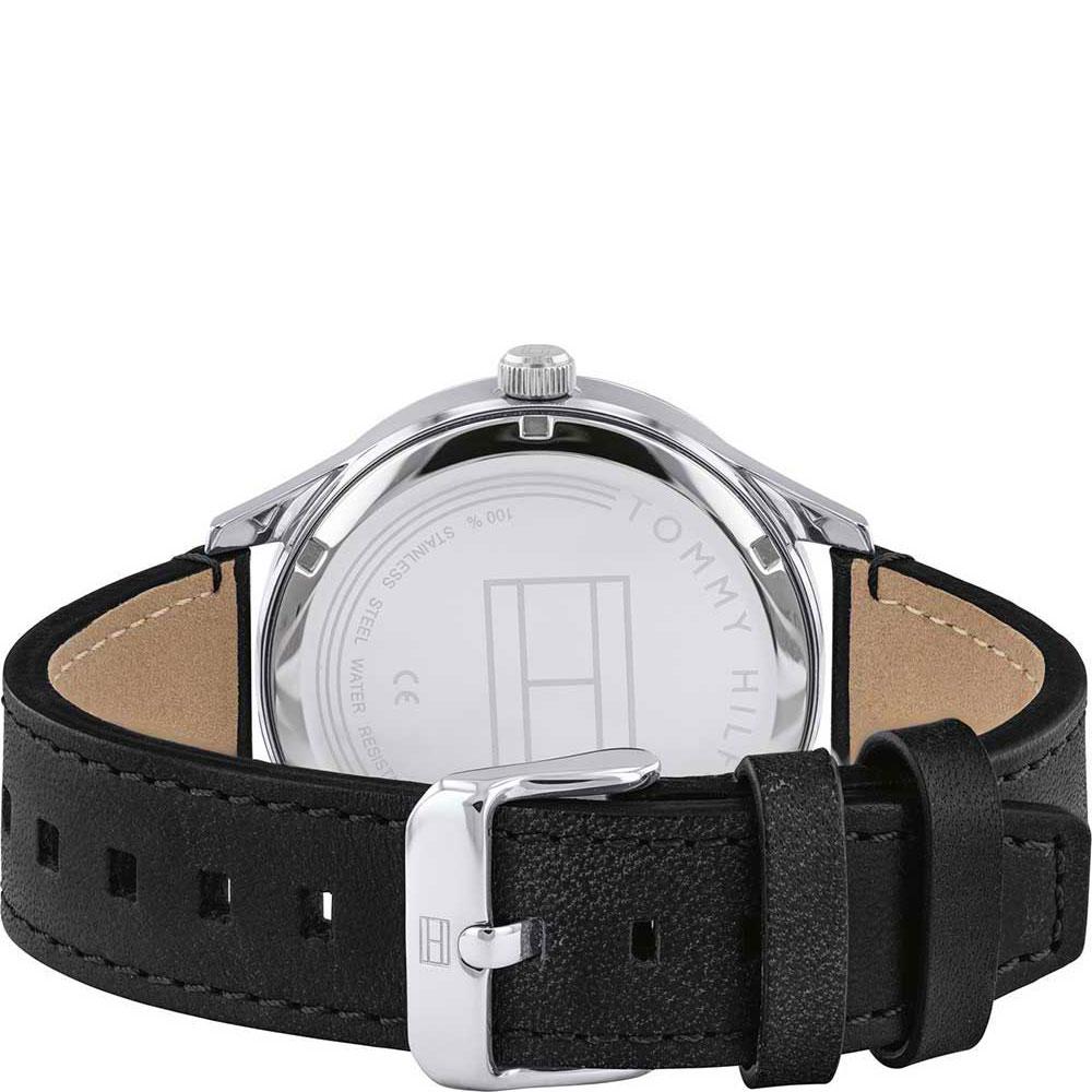 Tommy Hilfiger Spencer Skeleton Black Dial Black Leather Strap Watch for Men - 1791641
