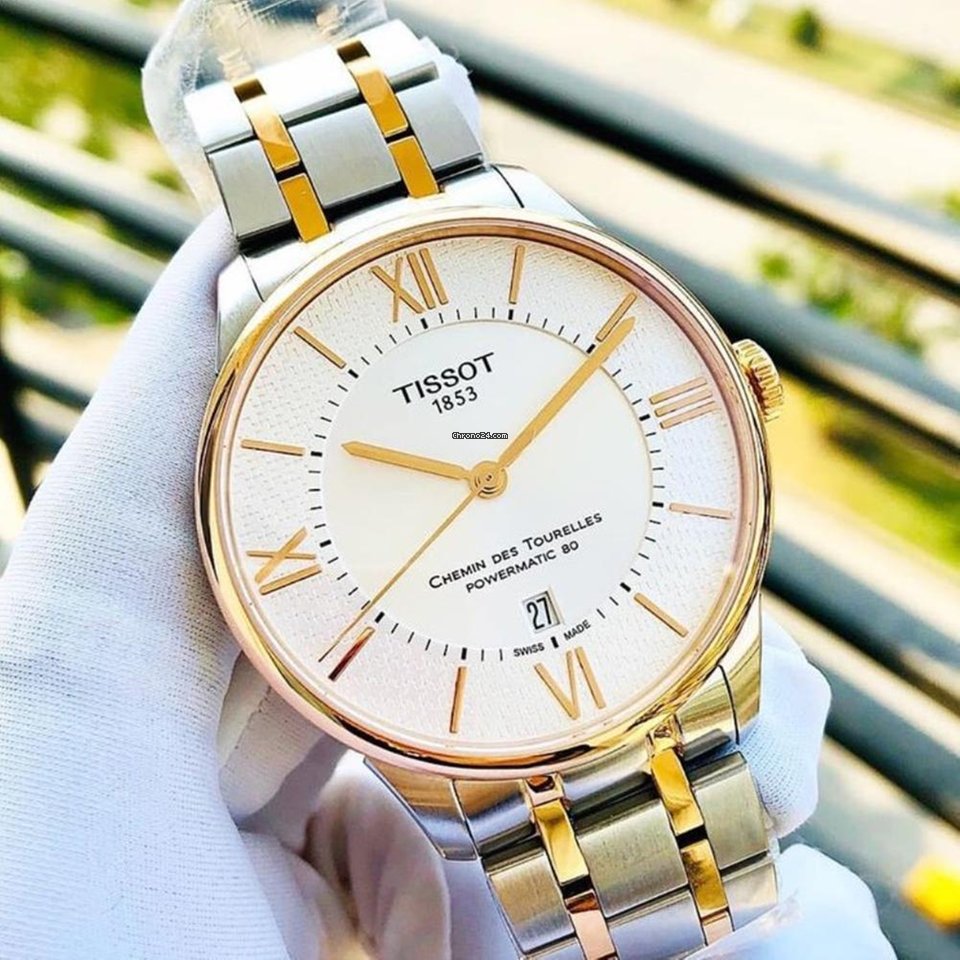 Tissot Chemin Des Tourelles Powermatic 80 Silver Dial Two Tone Steel Strap Watch For Men - T099.407.22.038.00