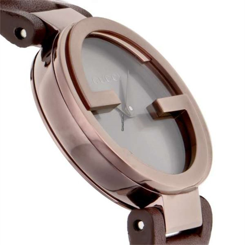 Gucci G Interlocking Brown Dial Brown Leather Strap Watch For Women - YA133504