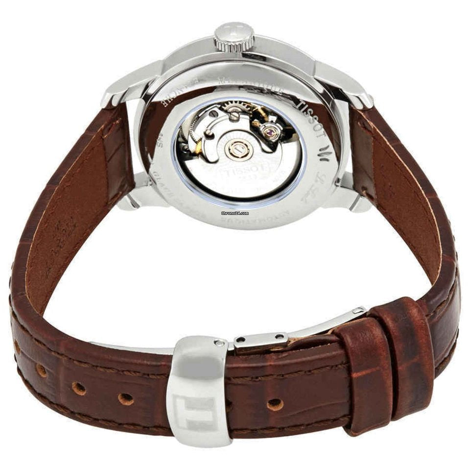 Tissot T Classic Le Locle Automatic Silver Dial Brown Leather Strap Watch For Women - T006.207.16.038.00