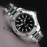 Tag Heuer Aquaracer Quartz Diamonds Black Dial Two Tone Steel Strap Watch for Men - WAY131E.BA0913