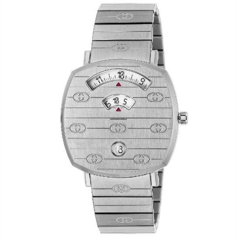 Gucci Grip Quartz Silver Dial Silver Steel Strap Watch For Women - YA157401