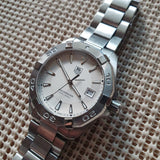 Tag Heuer Aquaracer Quartz White Dial Silver Steel Strap Watch for Men - WAY1111.BA0928
