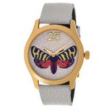 Gucci G Timeless Butterfly White Dial White Leather Strap Watch For Women - YA1264062