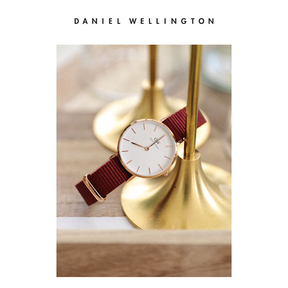Daniel Wellington Roselyn 3A Petite White Dial Red NATO Strap Watch For Women - DW00100293