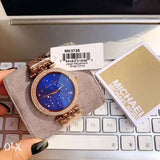 Michael Kors Darci Blue Dial Rose Gold Steel Strap Watch for Women - MK3728
