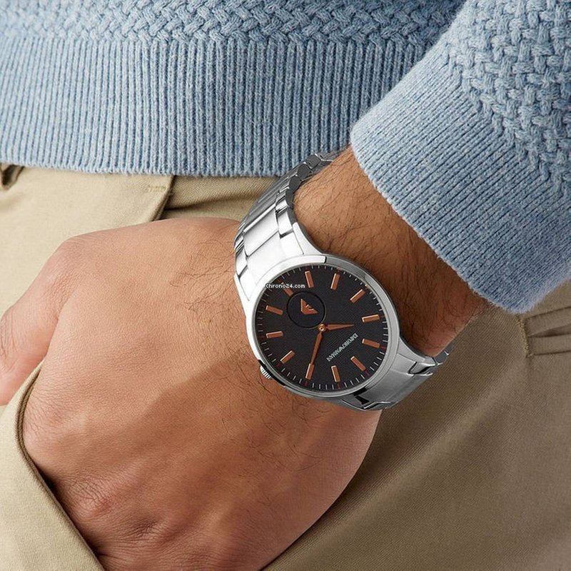 Emporio Armani Renato Blue Dial Silver Steel Strap Watch For Men - AR11137