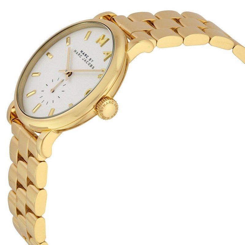 Marc Jacobs Baker White Dial Gold Steel Strap Watch for Women - MBM3247