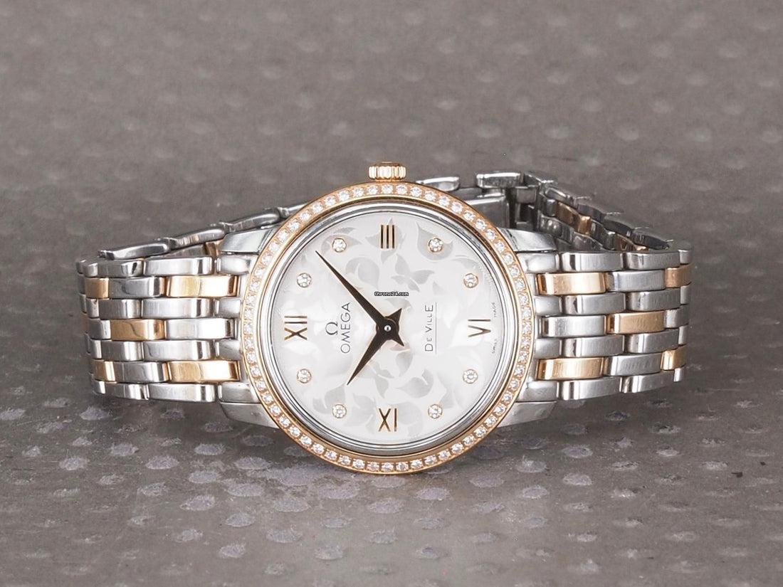 Omega De Ville Prestige Quartz Diamonds Silver Dial Two Tone Steel Strap Watch for Women - 424.25.27.60.52.001