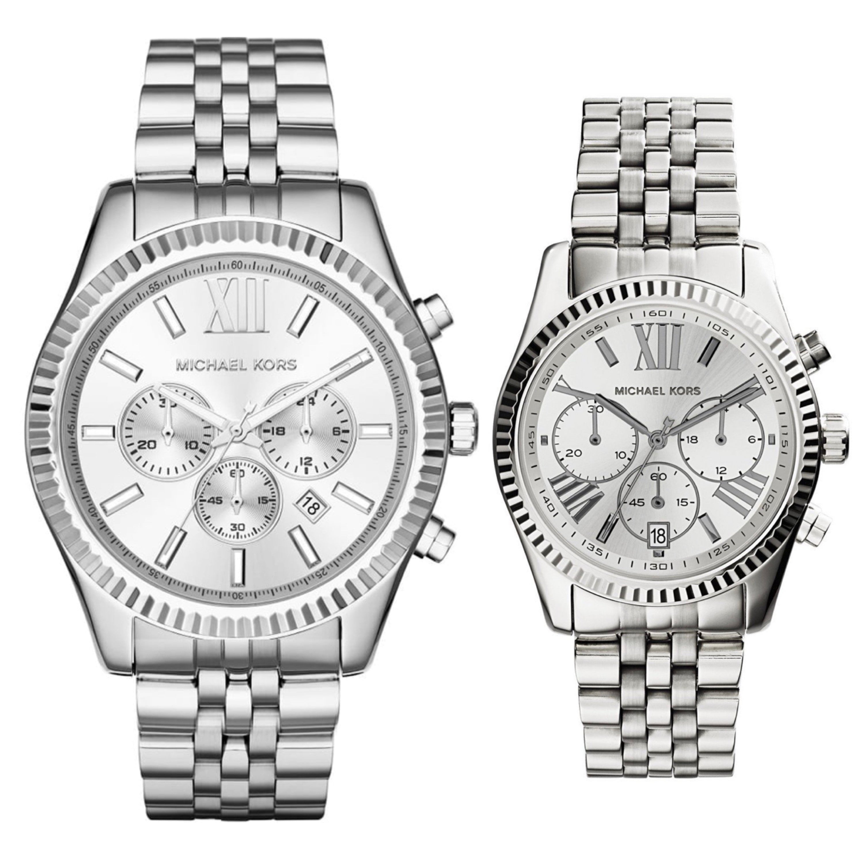 Michael Kors Lexington Silver Dial Silver Steel Strap Watch for Women - MK5555