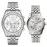 Michael Kors Lexington Silver Dial Silver Steel Strap Watch for Women - MK5555
