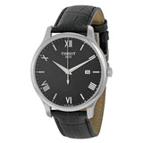 Tissot T Classic Tradition Quartz Black Dial Black Leather Strap Watch For Men - T063.610.16.058.00