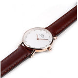 Daniel Wellington Classy St Mawes White Dial Brown Leather Strap Watch For Women - DW00100059
