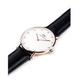 Daniel Wellington Classic Sheffield White Dial Black Leather Strap Watch For Women - DW00100076