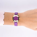 Marc Jacobs Purple Dial Purple Leather Strap Watch for Women - MBM1209