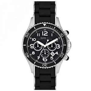 Marc Jacobs Rock Chronograph Black Dial Black Silicone Strap Watch for Women - MBM2551
