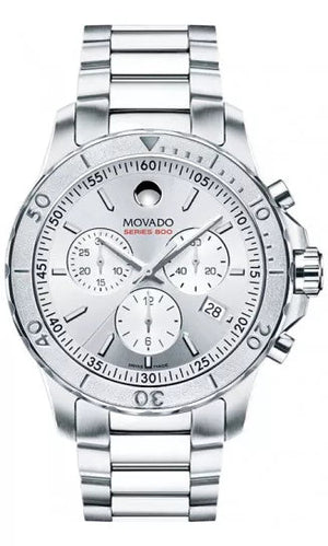 Movado Series 800 Chronograph Silver Dial Silver Steel Strap Watch For Men - 2600111