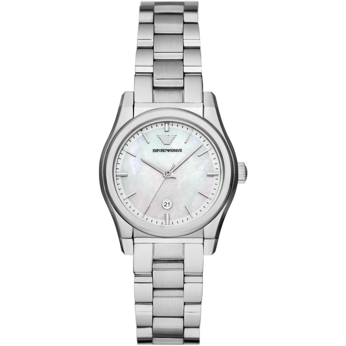 Emporio Armani Federica Mother of Pearl Dial Silver Steel Strap Watch For Women - AR11557