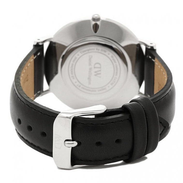 Daniel Wellington Classy Sheffield White Dial Black Leather Strap Watch For Women - DW00100080