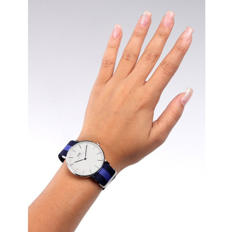 Daniel Wellington Classic Swansea White Dial Two Tone NATO Strap Watch For Women - DW00100048
