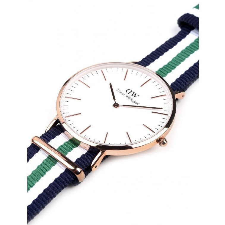 Daniel Wellington Classic Nottingham White Dial Two Tone NATO Strap Watch For Men - 0108DW