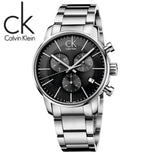 Calvin Klein Post Minimal Chronograph Black Dial Silver Steel Strap Watch for Men - K7627161