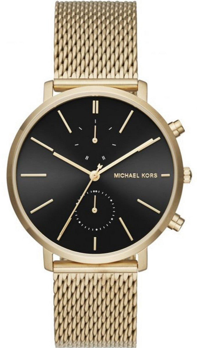 Michael Kors Jaryn Black Dial Gold Steel Strap Watch for Men - MK8503