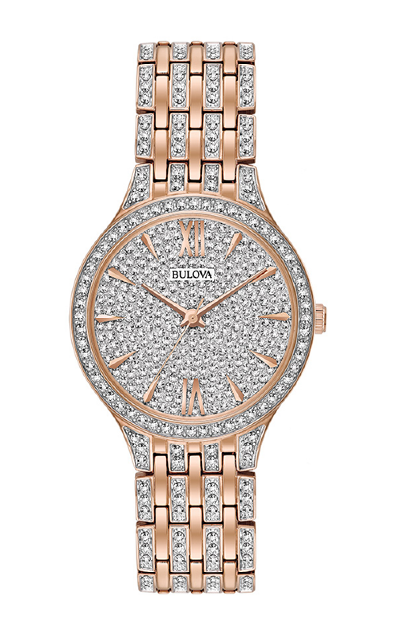 Bulova Crystal Collection Silver Crystals Dial Two Tone Steel Strap Watch for Women - 98L235