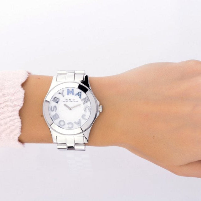 Marc Jacobs Rivera White Dial Silver Steel Strap Watch for Women - MBM3136