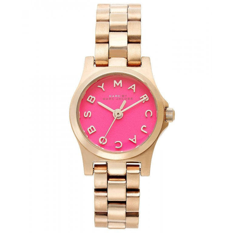 Marc Jacobs Henry Dinky Pink Dial Rose Gold Steel Strap Watch for Women - MBM3203