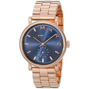 Marc Jacobs Baker Navy Blue Dial Rose Gold Steel Strap Watch for Women - MBM3332