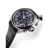 Hugo Boss Driver Sport Chronograph Blue Dial Black Leather Strap Watch for Men - 1513077