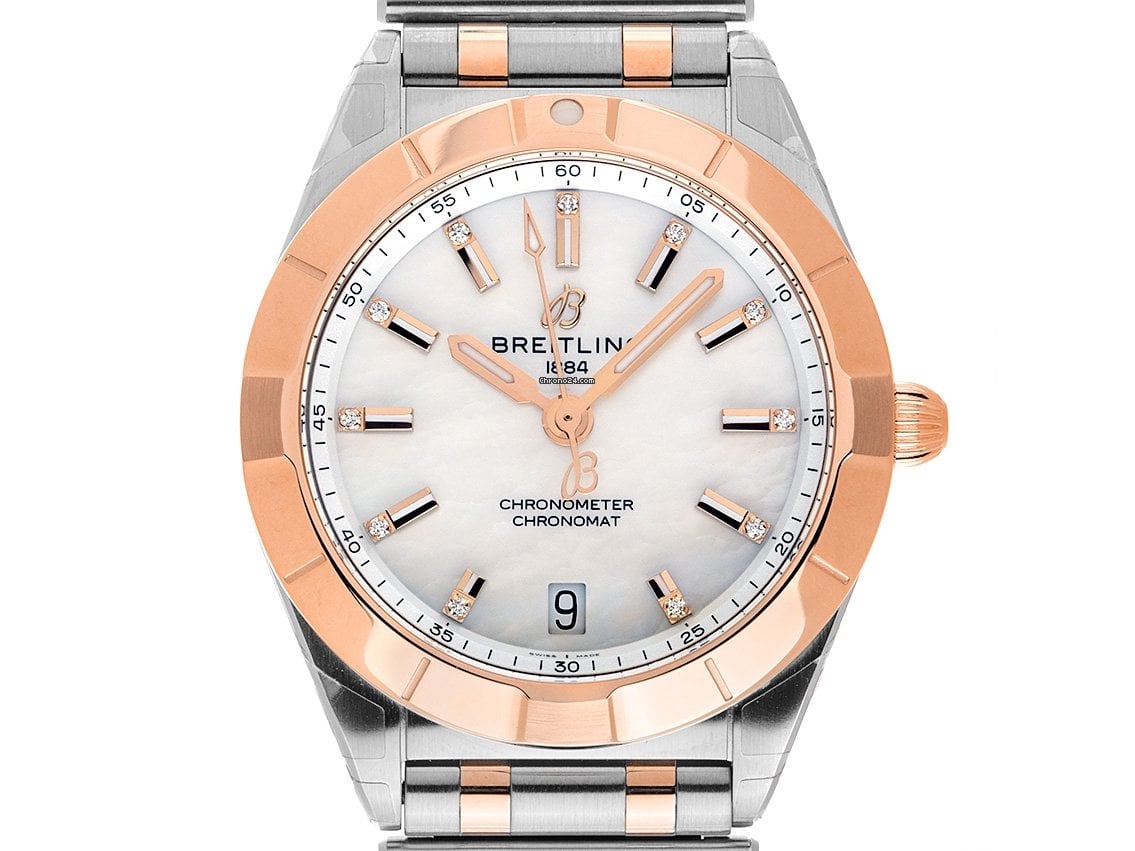 Breitling Chronomat B02 18K Red Gold White Dial Two Tone Steel Strap Watch for Men - U77310101A2U1